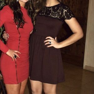 Bar lll l Maroon & Black Lace Dress